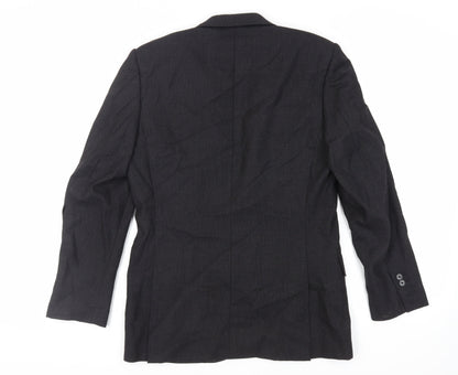 Zara Man Mens Black Plaid Wool Jacket Blazer Size 36 Regular
