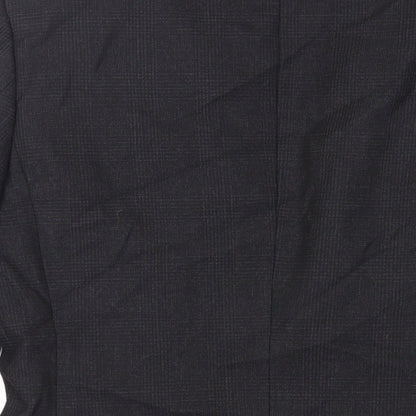Zara Man Mens Black Plaid Wool Jacket Blazer Size 36 Regular