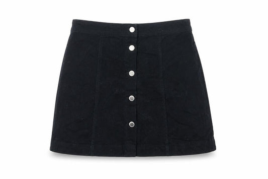 Divided by H&M Womens Black Cotton Mini Skirt Size 8 Button