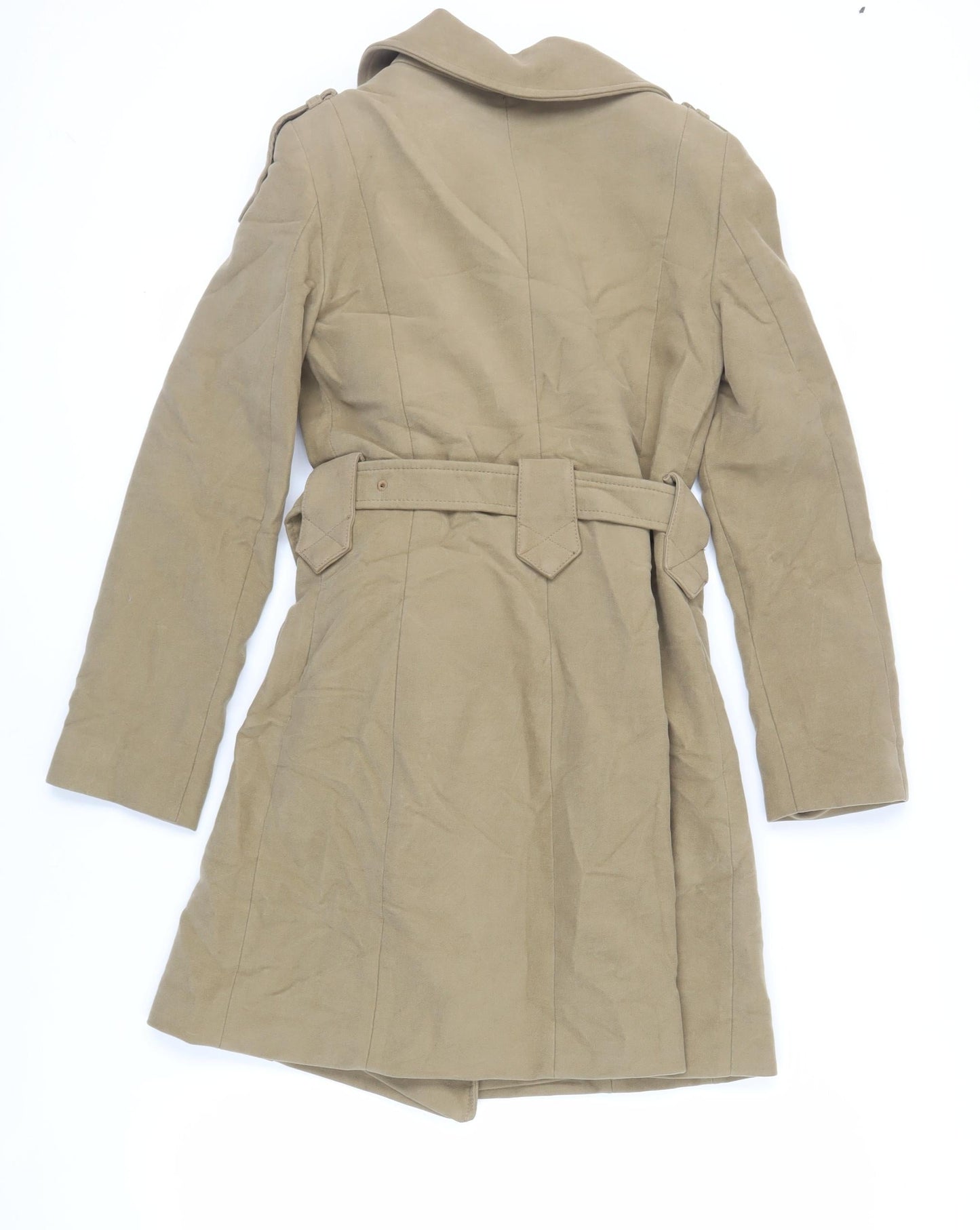 Mango Womens Beige Pea Coat Coat Size S Snap - Belted