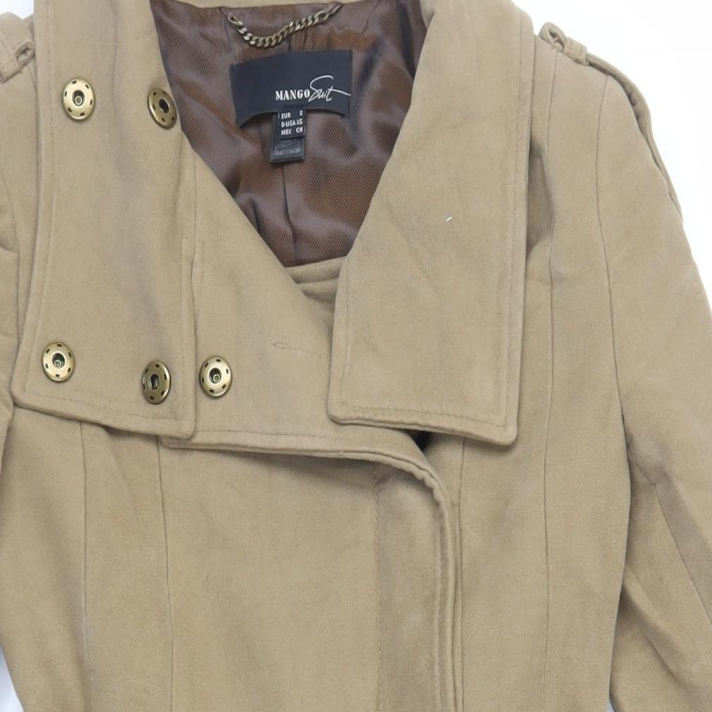 Mango Womens Beige Pea Coat Coat Size S Snap - Belted