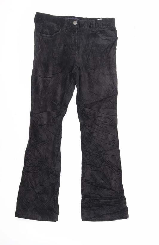 Marks and Spencer Womens Black Cotton Trousers Size 8 L29 in Regular Zip