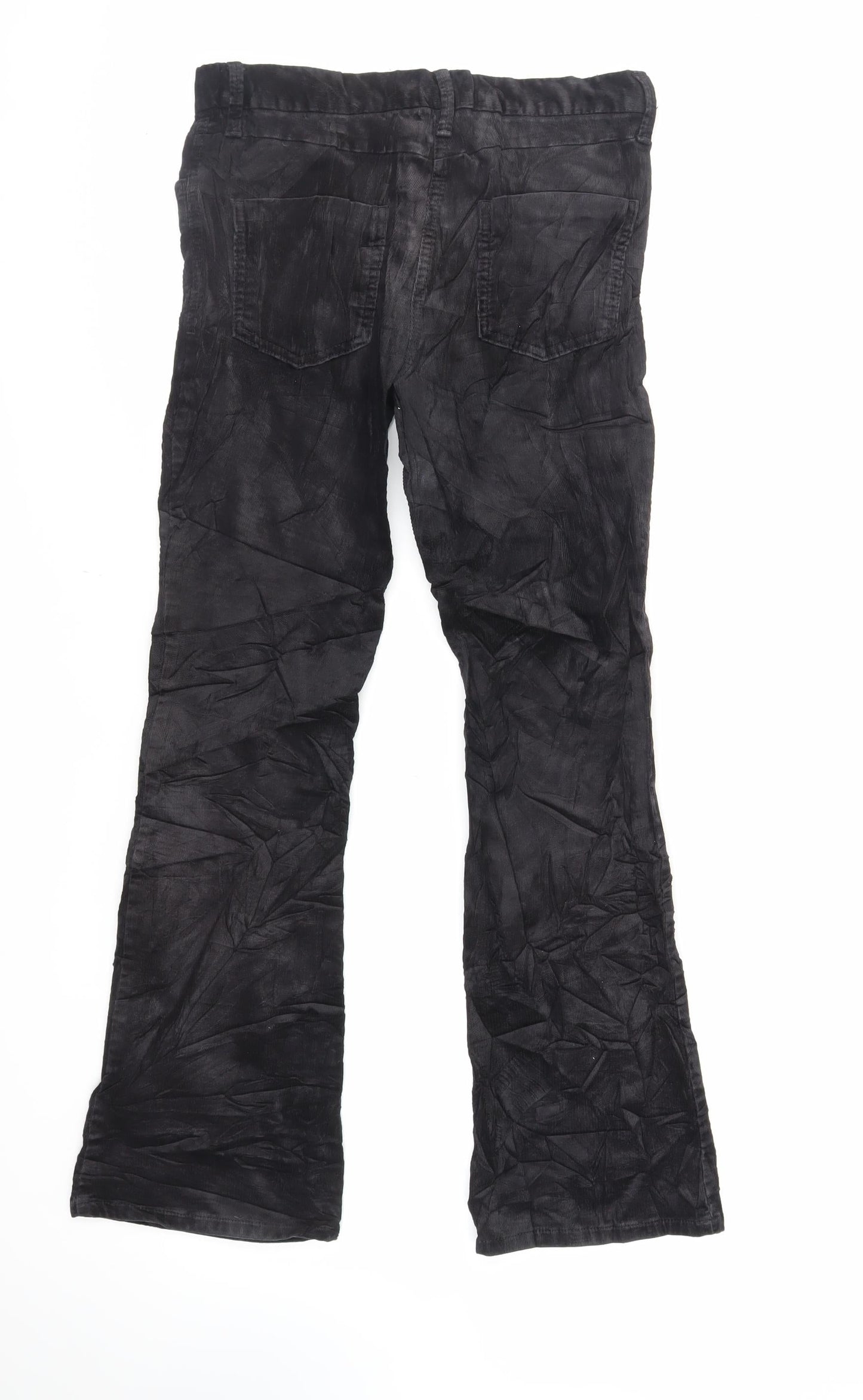 Marks and Spencer Womens Black Cotton Trousers Size 8 L29 in Regular Zip