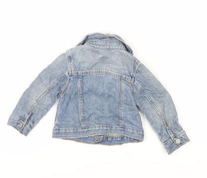 Back view of Gap girls’ blue basic jacket jacket, size 2, years snap