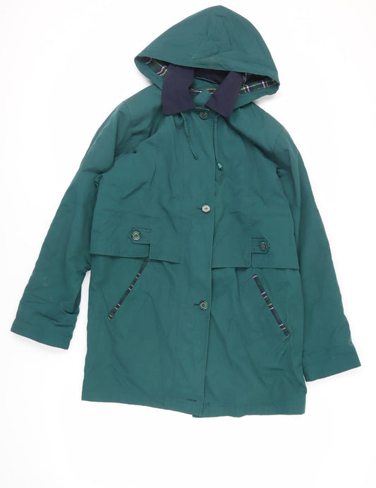 David Barry Womens Green Jacket Size 10 Button - Hooded