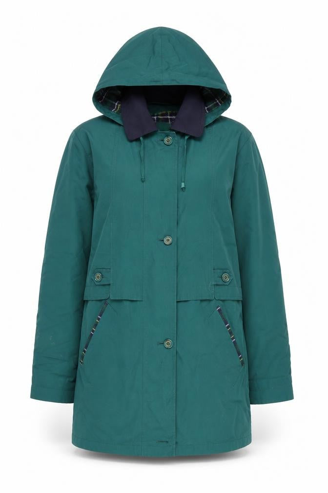 David Barry Womens Green Jacket Size 10 Button - Hooded