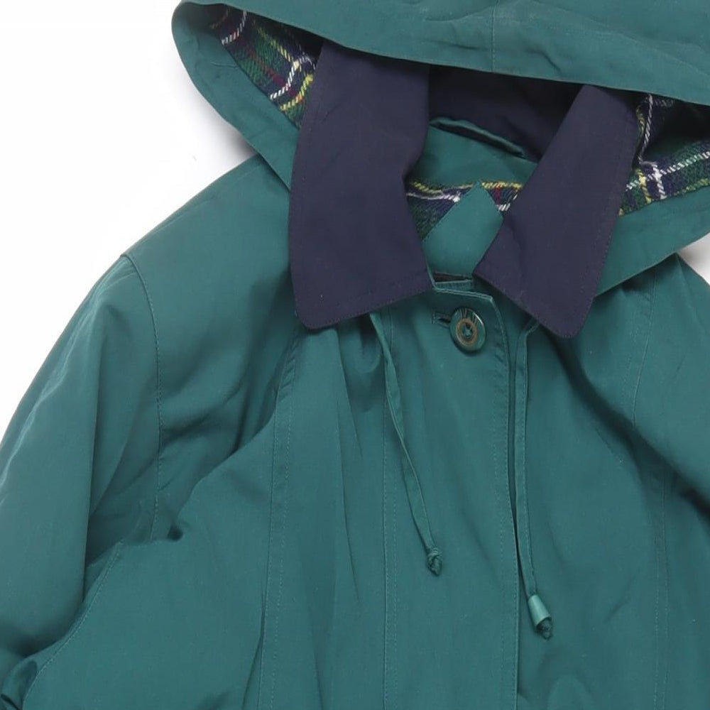 David Barry Womens Green Jacket Size 10 Button - Hooded
