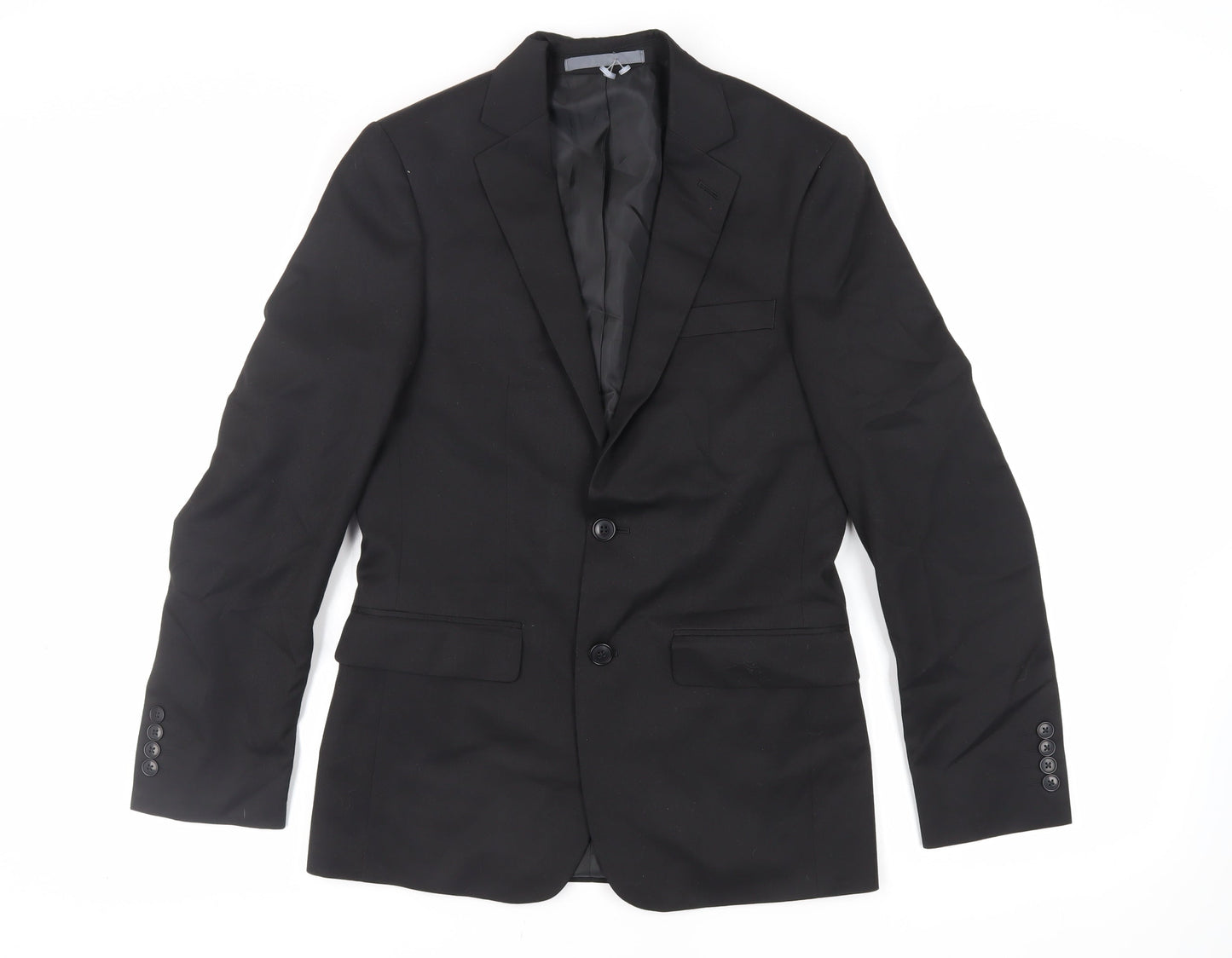 Marks and Spencer Mens Black Polyester Jacket Suit Jacket Size 36 Regular