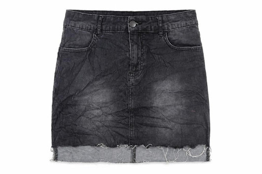 Forever 21 Womens Black Cotton Mini Skirt Size L Zip - Pockets
