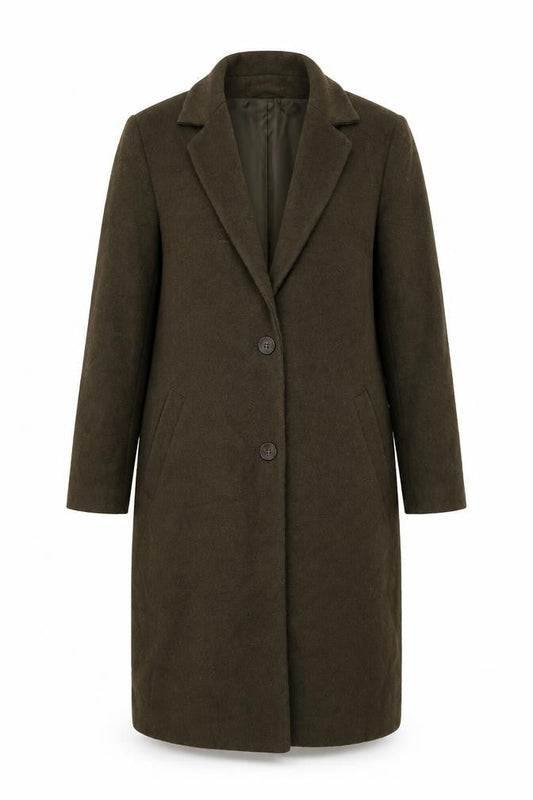 New Look Womens Green Overcoat Coat Size 10 Button