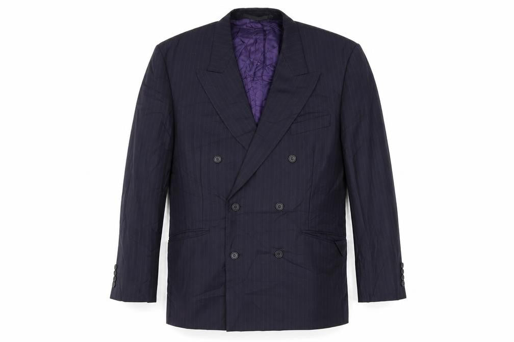 Marks & Spencer Mens Blue Striped Wool Jacket Blazer Size 42 Regular