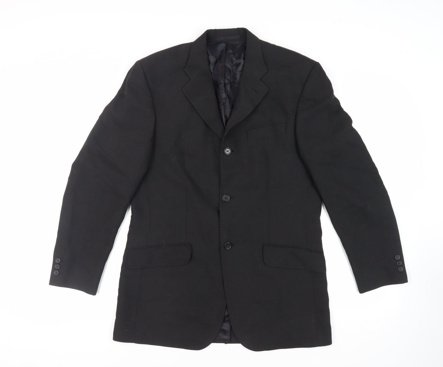Linea Mens Black Polyester Jacket Suit Jacket Size 38 Regular