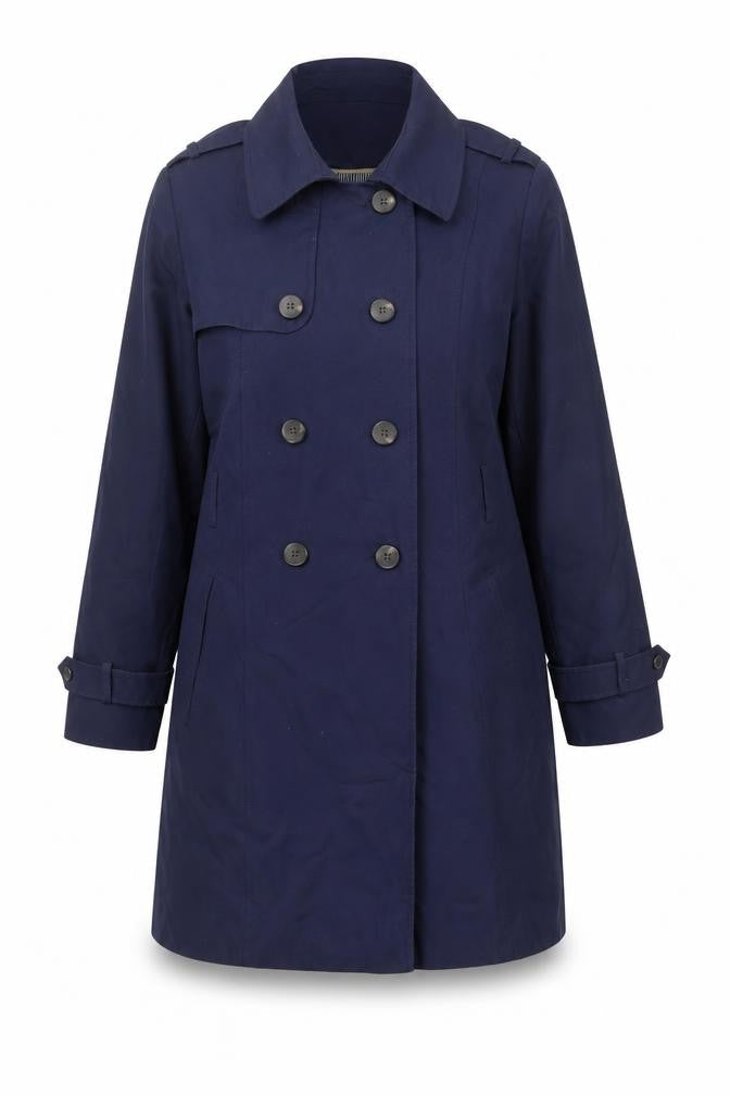 Red Herring Womens Blue Trench Coat Coat Size 16 Button