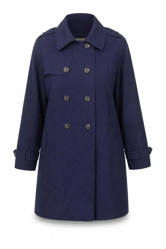 Red Herring Womens Blue Trench Coat Coat Size 16 Button