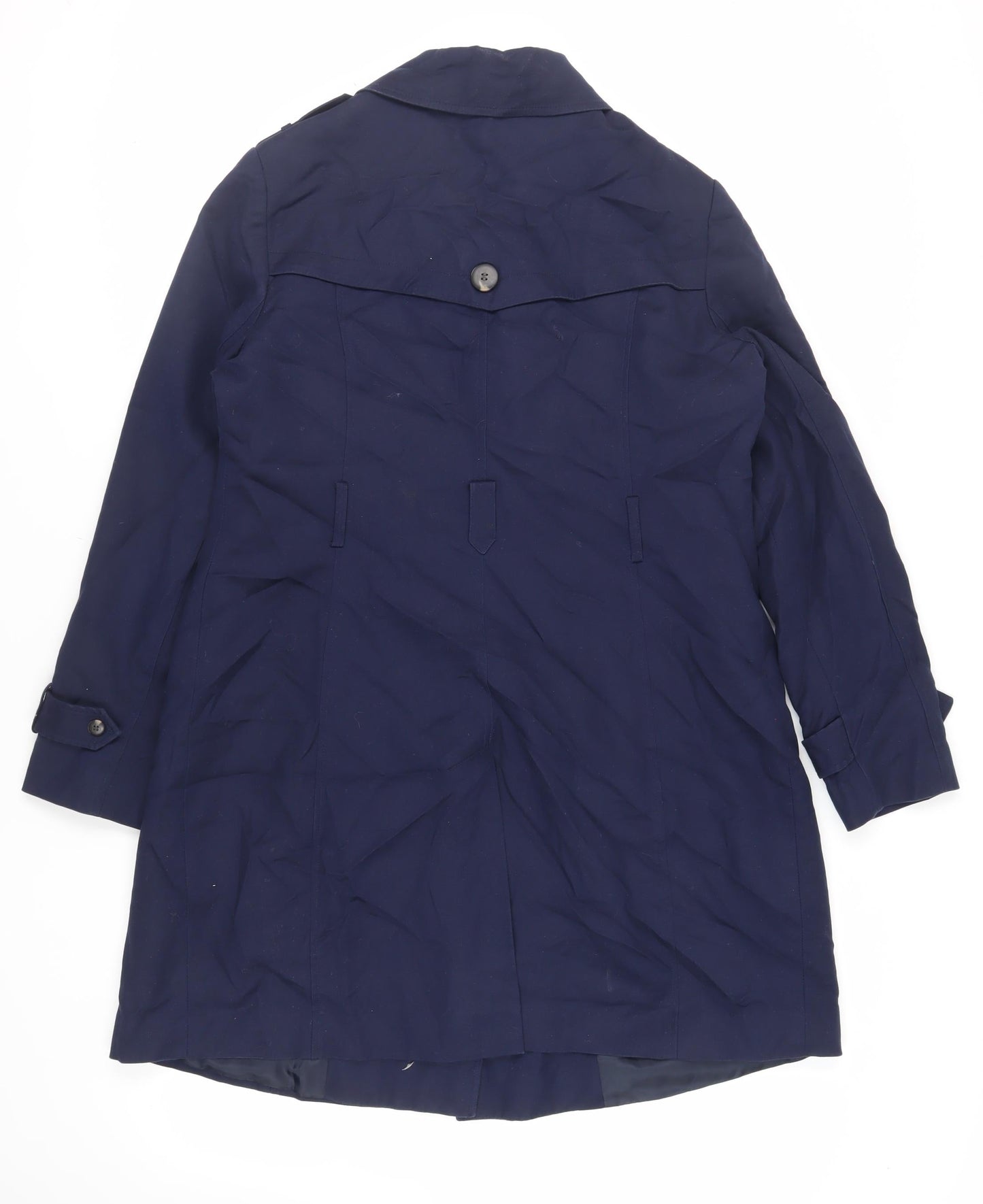 Red Herring Womens Blue Trench Coat Coat Size 16 Button