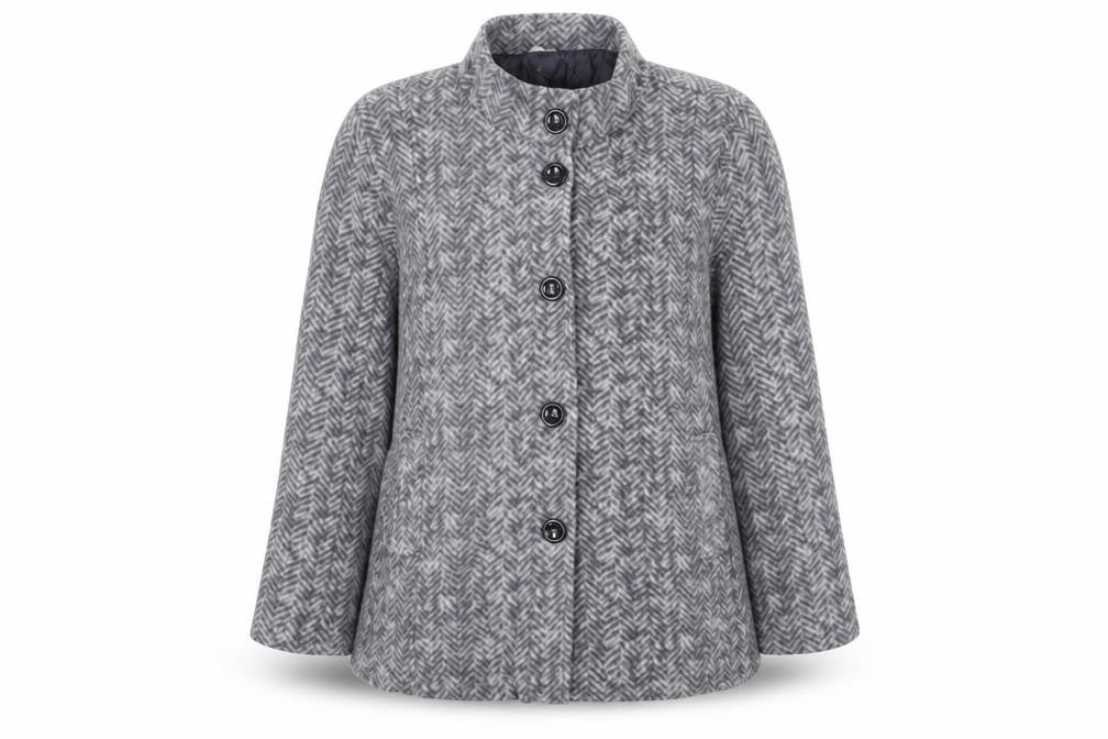 Anne de Lancay Womens Grey Geometric Jacket Blazer Size L Button