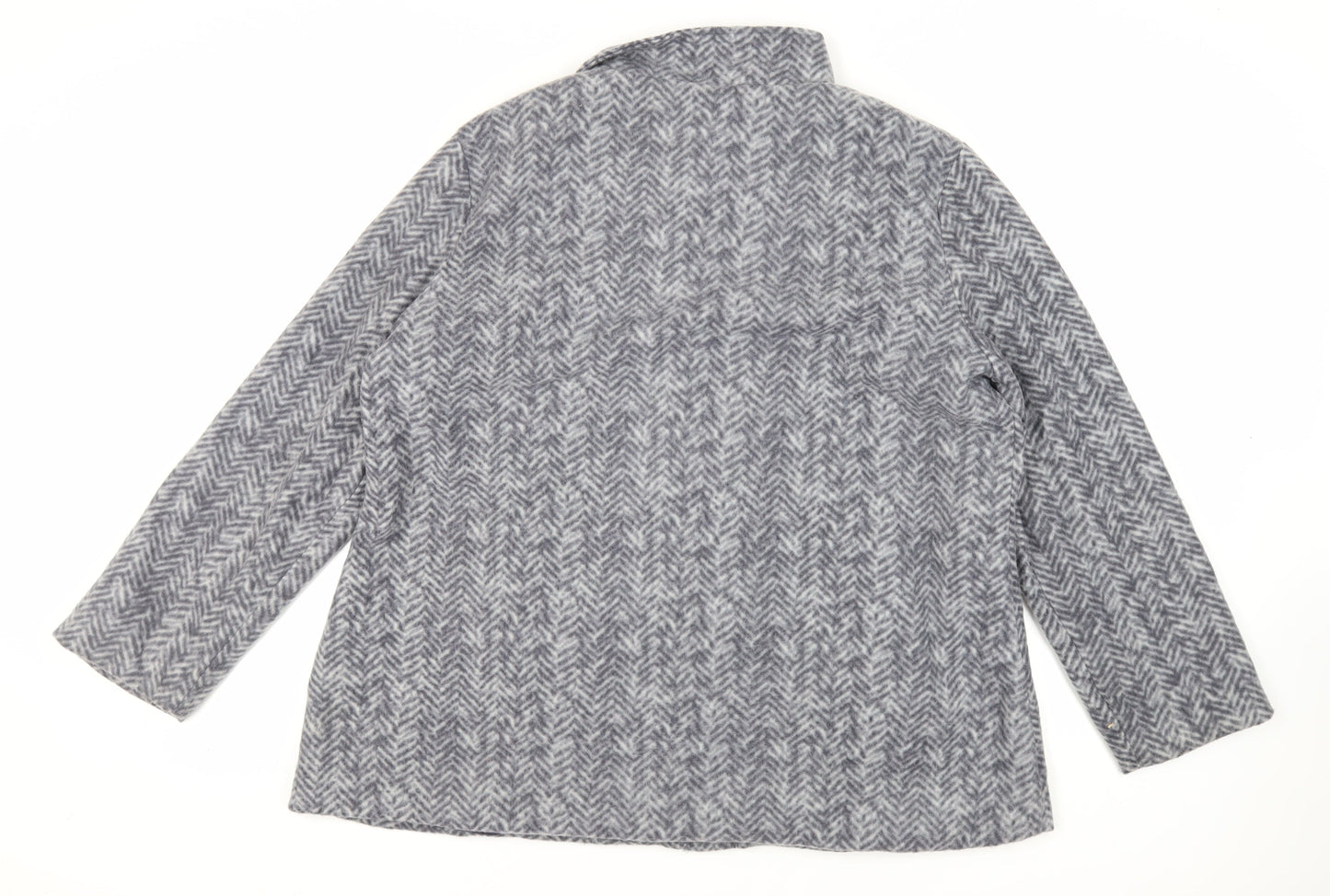 Anne de Lancay Womens Grey Geometric Jacket Blazer Size L Button