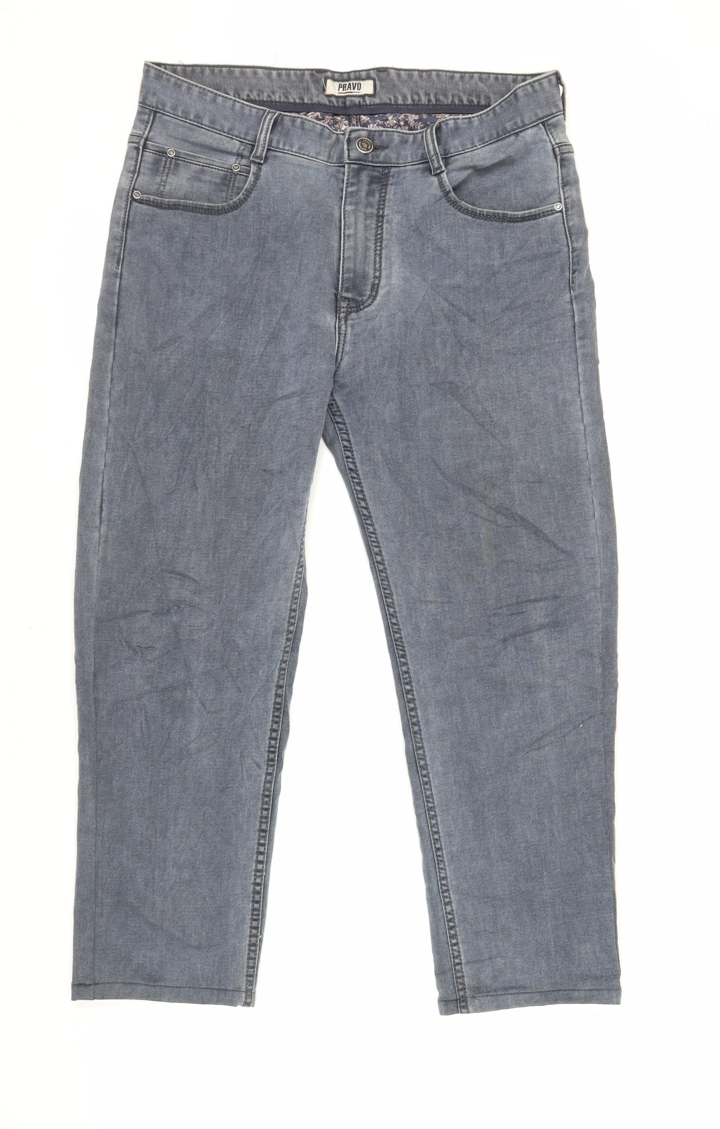 Pravo Womens Grey Cotton Cropped Jeans Size 32 in L25 in Regular Zip