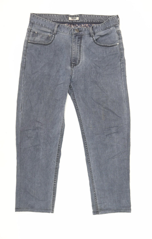 Pravo Womens Grey Cotton Cropped Jeans Size 32 in L25 in Regular Zip