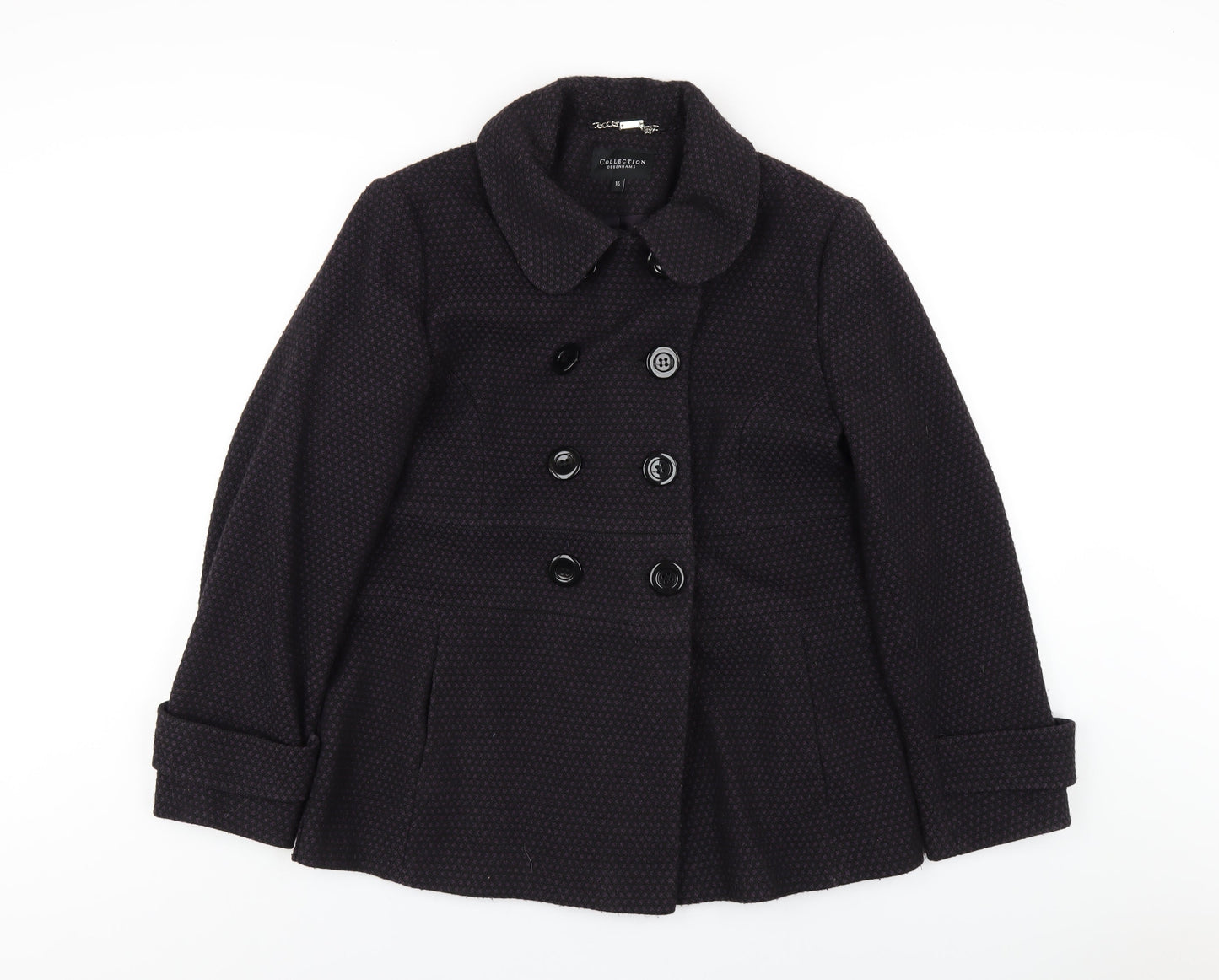 Debenhams Womens Purple Overcoat Coat Size 16 Button
