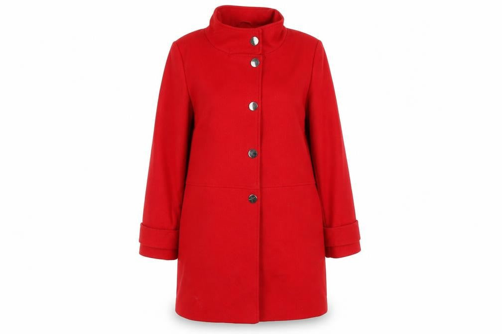Debenhams Womens Red Overcoat Coat Size 14 Button