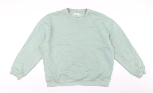 Topman Mens Green Cotton Pullover Sweatshirt Size L