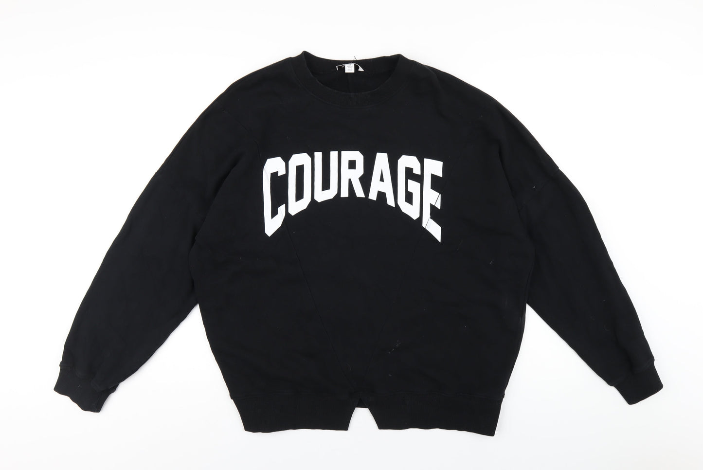 Topshop Womens Black Cotton Pullover Sweatshirt Size L Pullover
