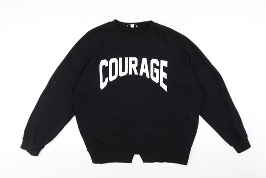 Topshop Womens Black Cotton Pullover Sweatshirt Size L Pullover