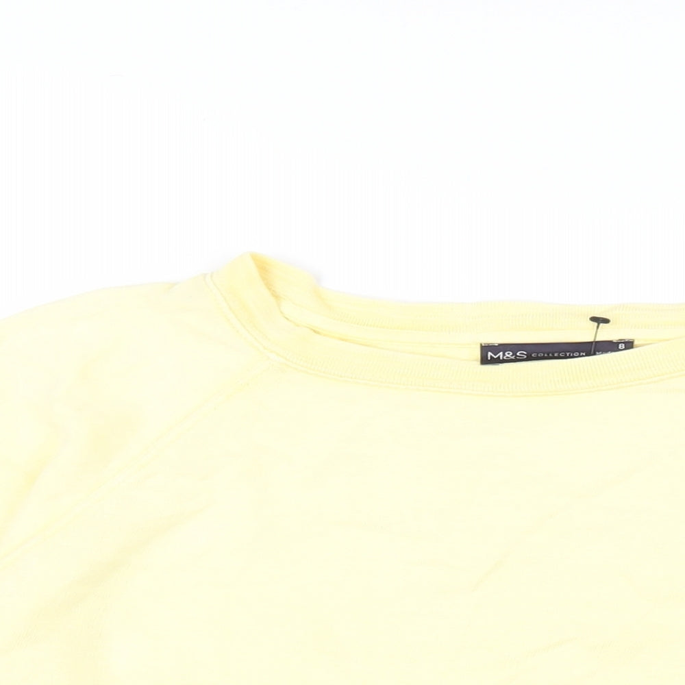 Marks and Spencer Womens Yellow Cotton Pullover Sweatshirt Size 8 Pullover