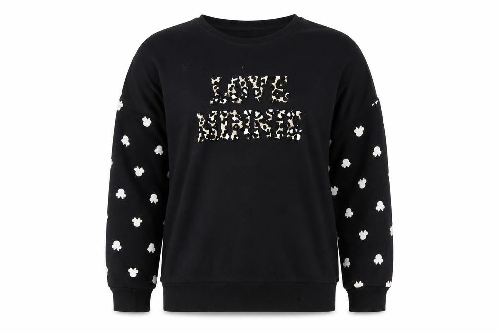 Disney Girls Black Cotton Pullover Sweatshirt Size 9 Years Pullover - Love Minnie Mouse