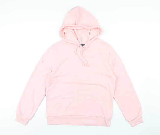 Marks and Spencer Womens Pink Cotton Pullover Hoodie Size 10 Pullover