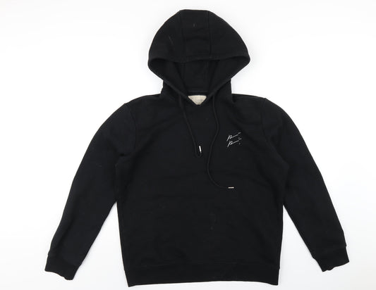 Prevu Mens Black Cotton Pullover Hoodie Size L
