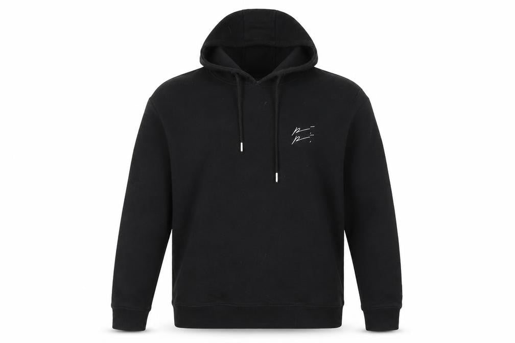 Prevu Mens Black Cotton Pullover Hoodie Size L