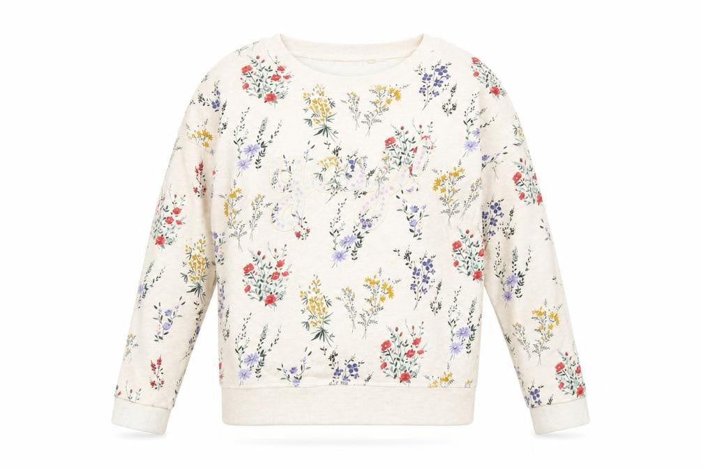 NEXT Girls Ivory Floral Cotton Pullover Sweatshirt Size 12 Years Pullover