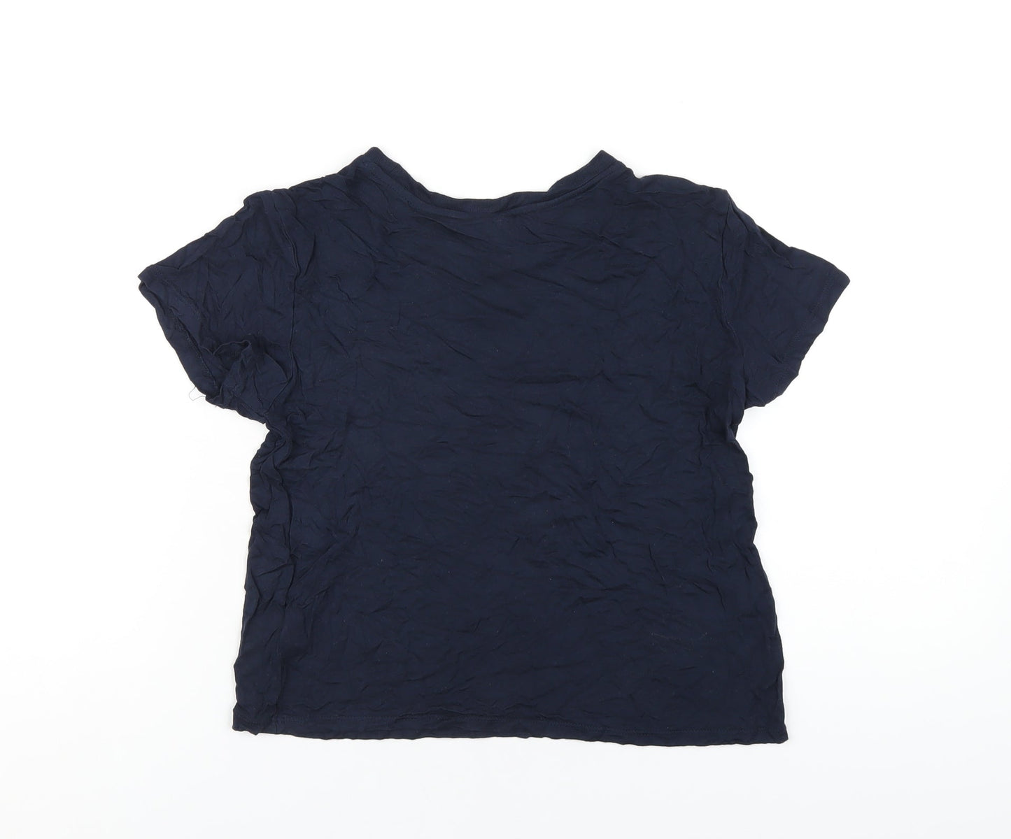 H&M Womens Blue Viscose Basic T-Shirt Size S Round Neck