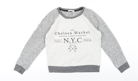 Mango Womens Grey Cotton Pullover Sweatshirt Size S Pullover