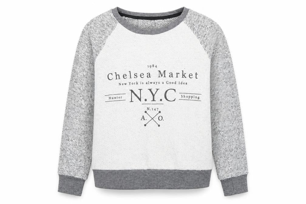 Mango Womens Grey Cotton Pullover Sweatshirt Size S Pullover