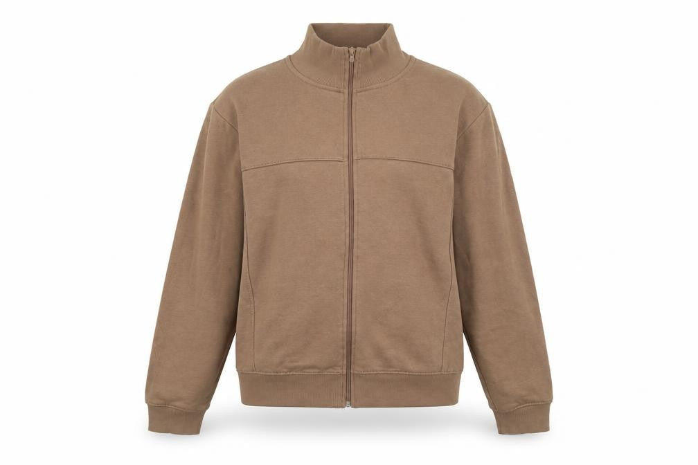 PRETTYLITTLETHING Womens Brown Cotton Full Zip Sweatshirt Size 12 Pullover