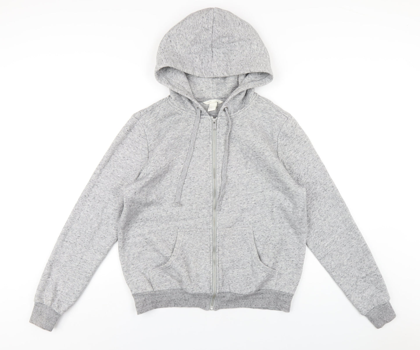 H&M Womens Grey Cotton Full Zip Hoodie Size M Zip