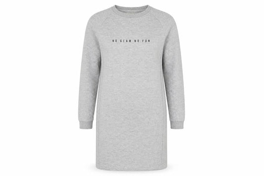 Mango Womens Grey Cotton Jumper Dress Size M Crew Neck Pullover