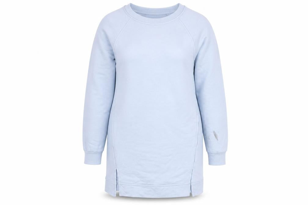 Marks & Spencer Womens Blue Cotton Jumper Dress Size 8 Crew Neck Pullover