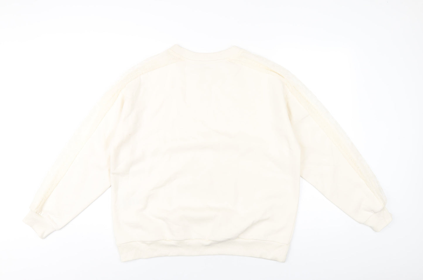 Marks and Spencer Womens Ivory Cotton Pullover Sweatshirt Size 16 Pullover - Lace Detail