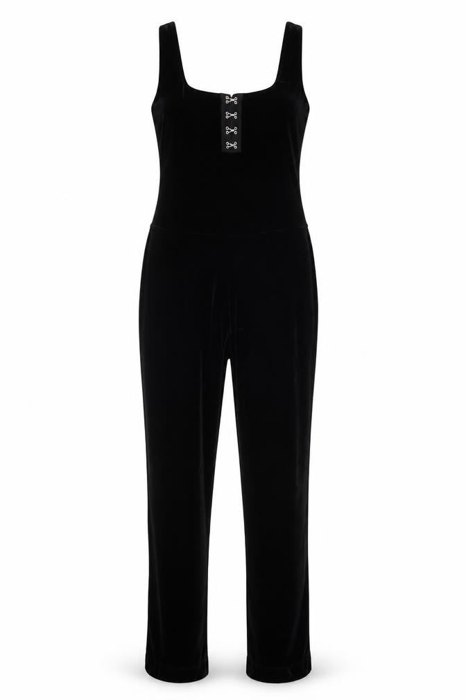 Neccesary Evil Womens Black Polyester Jumpsuit One-Piece Size S Hook & Eye