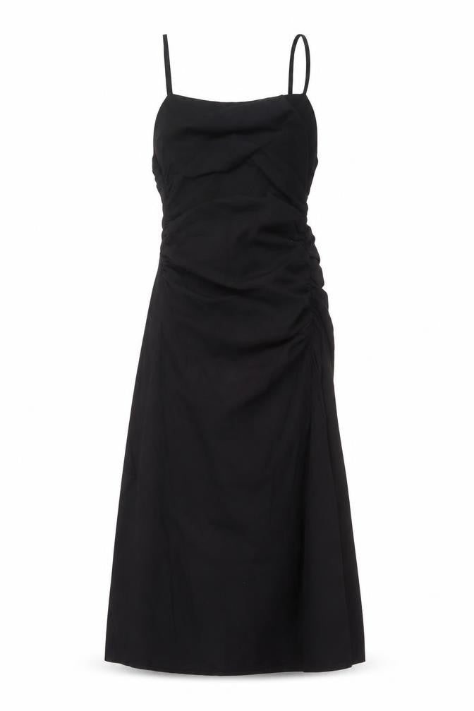 Zara Womens Black Cotton A-Line Size M Square Neck Zip