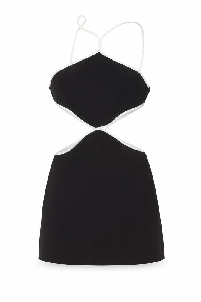 Zara Womens Black Polyester Mini Size M V-Neck Button