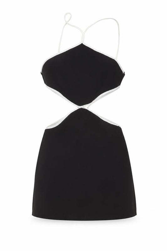 Zara Womens Black Polyester Mini Size M V-Neck Button