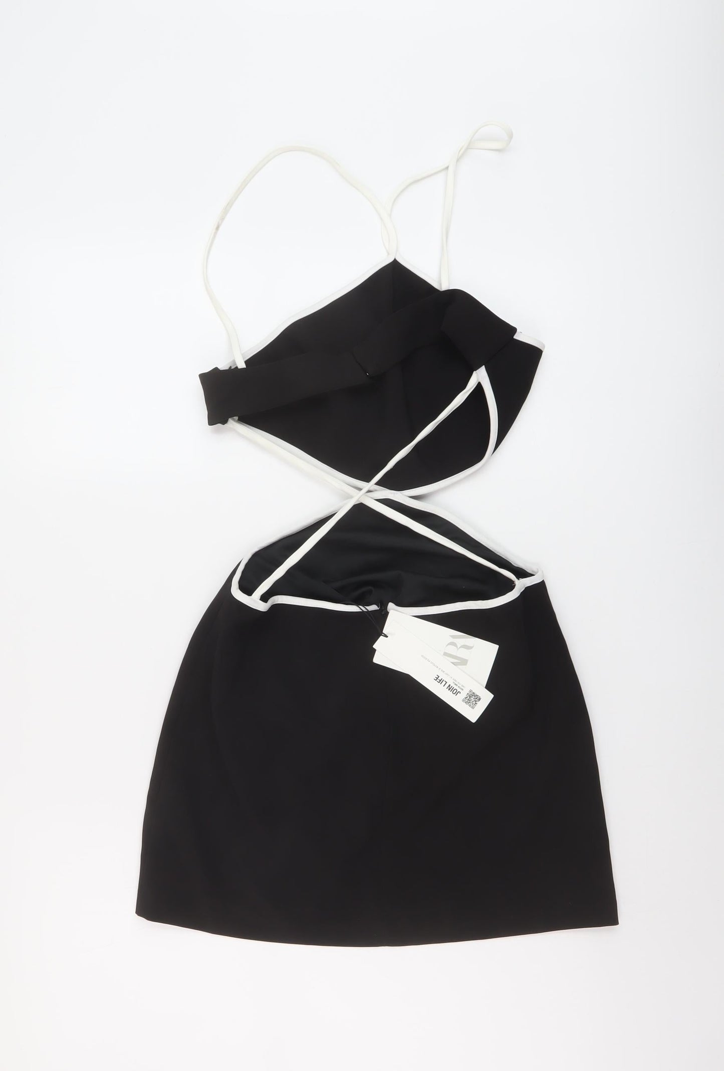 Zara Womens Black Polyester Mini Size M V-Neck Button