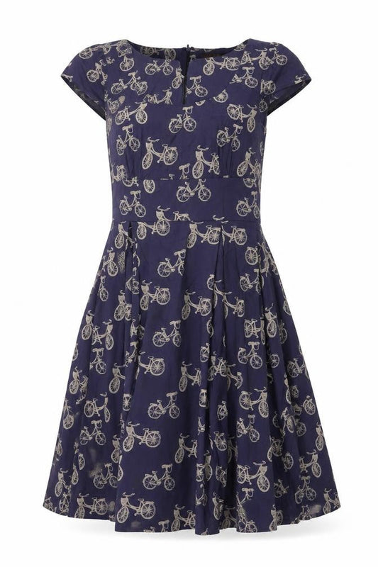 Great Plains Womens Blue Geometric Modal A-Line Size XS Scoop Neck Zip