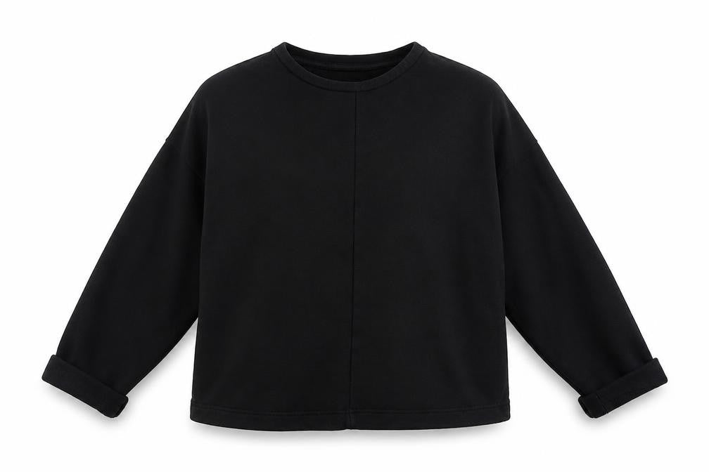 John Lewis Womens Black Cotton Pullover Sweatshirt Size M Pullover