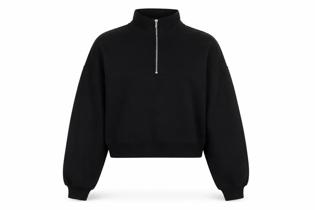 H&, Womens Black Cotton Pullover Sweatshirt Size L Zip